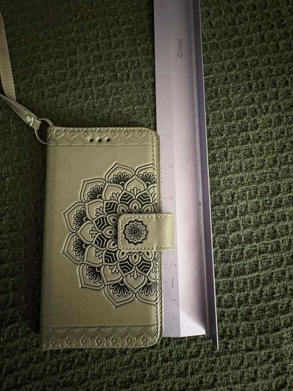Flower Embossed PU Leather Flip Wallet Phone Case with Wrist Strap  for iPhone